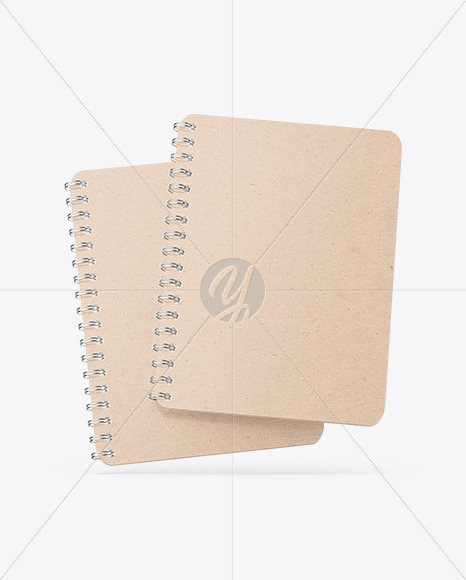 Two Kraft Spring Notebooks Mockup PSD #1