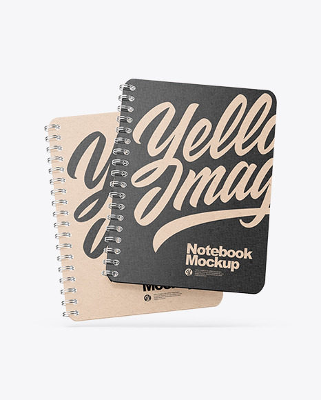 Two Kraft Spring Notebooks Mockup PSD #2