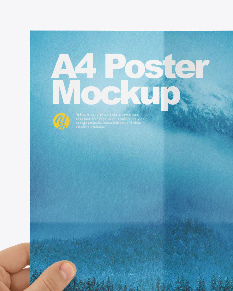 A4 Poster in a Hand Mockup PSD #2