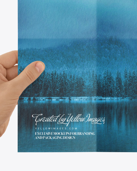 A4 Poster in a Hand Mockup PSD #1