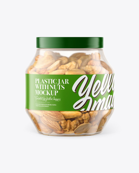 Download Plastic Jar With Nuts Mockup in Jar Mockups on Yellow ...