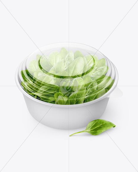 Paper Container With Salad   Transparent Cap Mockup PSD #1