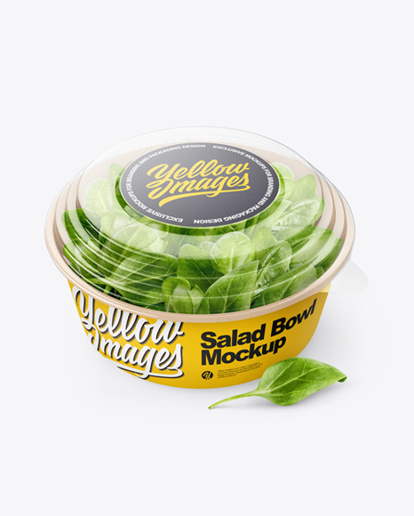 Paper Container With Salad   Transparent Cap Mockup PSD #2