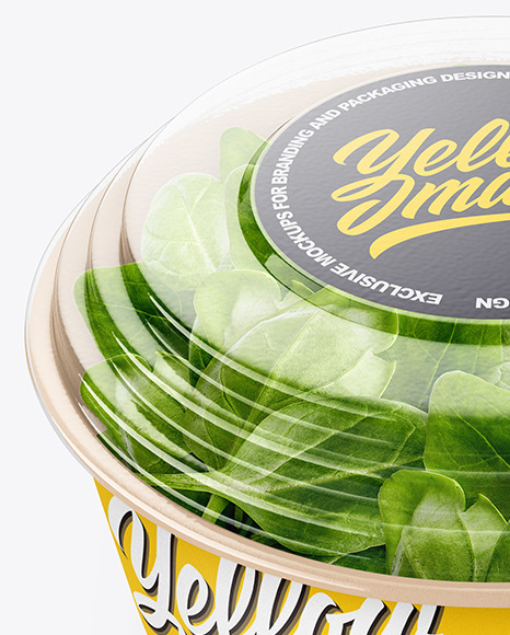 Paper Container With Salad   Transparent Cap Mockup PSD #3