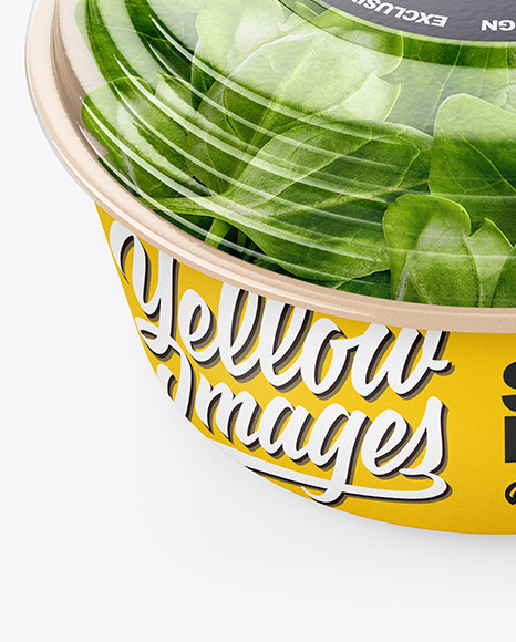 Paper Container With Salad   Transparent Cap Mockup PSD #5