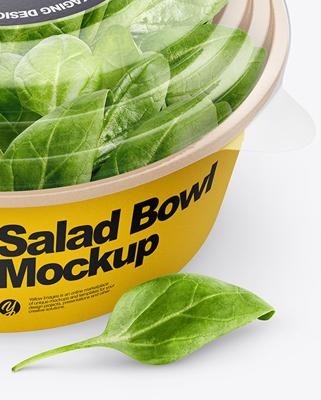 Download Paper Container With Salad Transparent Cap Mockup In Cup Bowl Mockups On Yellow Images Object Mockups