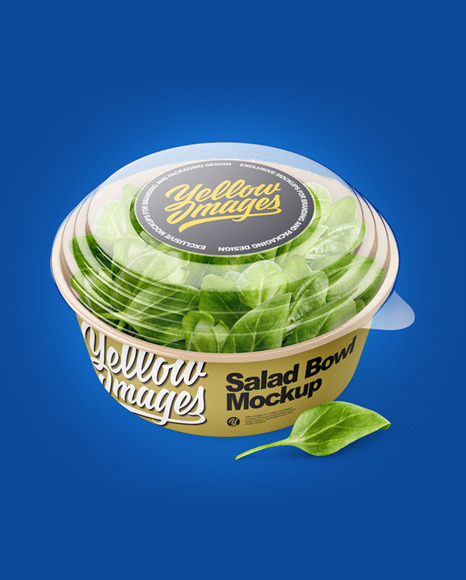 Download Paper Container With Salad Transparent Cap Mockup In Cup Bowl Mockups On Yellow Images Object Mockups