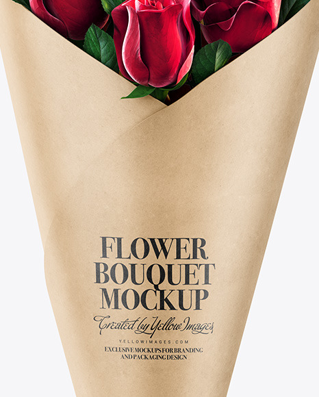 Download Kraft Flower Bouquet Mockup in Packaging Mockups on Yellow Images Object Mockups