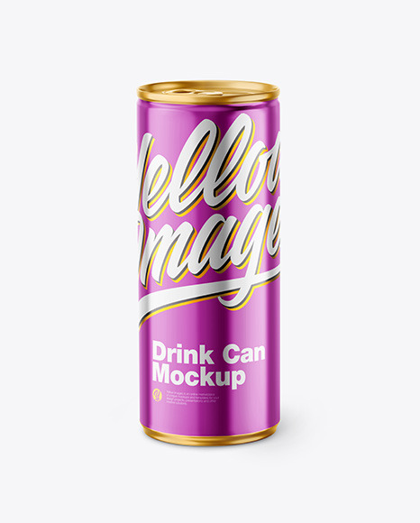 Glossy Metallic Drink Can Mockup PSD #2