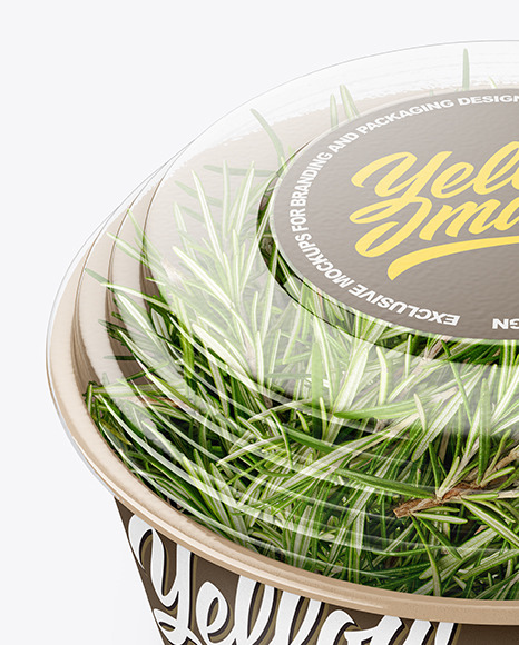 Paper Container With Rosemary   Transparent Cap Mockup   Half Side View PSD #2