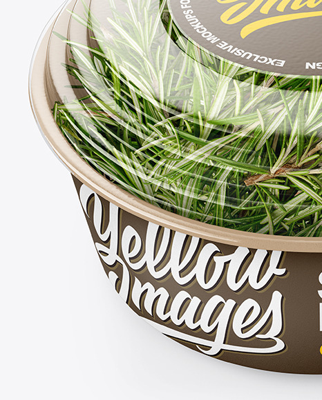 Paper Container With Rosemary   Transparent Cap Mockup   Half Side View PSD #6