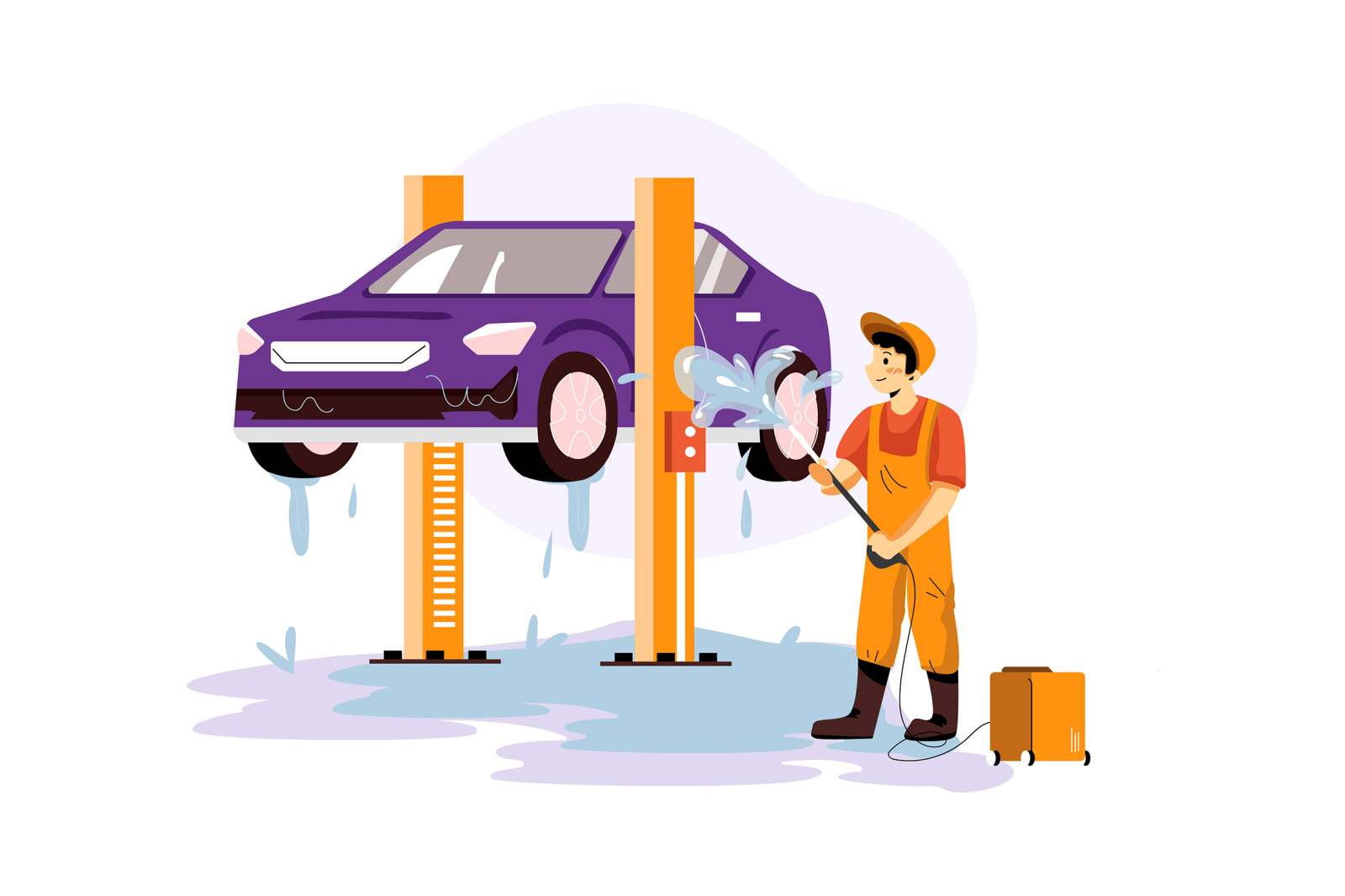 M220_Car Washing Service Illustrations on Yellow Images Creative Store