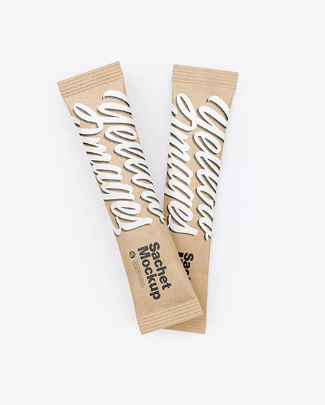 Two Kraft Stick Sachets Mockup
