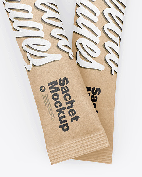 Two Kraft Stick Sachets Mockup PSD #2