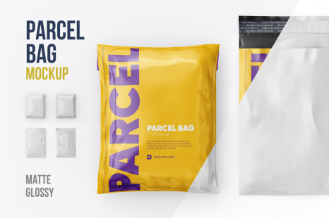 Download Matte Glossy Parcel Mailing Shipping Bag 4 Psd In Packaging Mockups On Yellow Images Creative Store