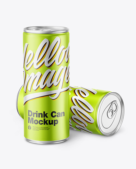 Matte Metallic Drink Cans Mockup PSD #2
