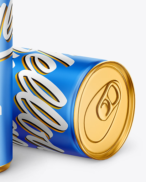 Matte Metallic Drink Cans Mockup PSD #7