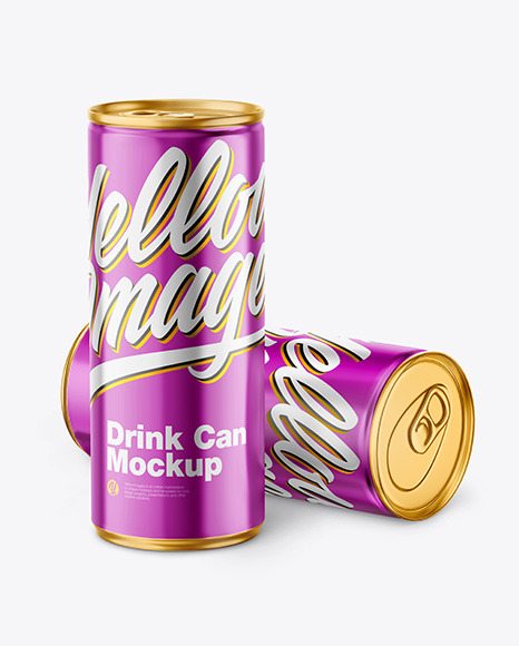 Glossy Metallic Drink Cans Mockup PSD #2
