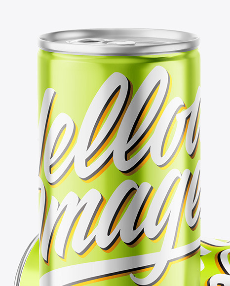 Glossy Metallic Drink Cans Mockup PSD #1