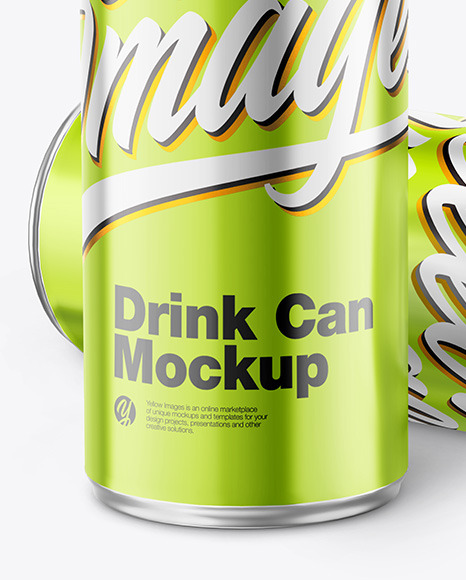 Glossy Metallic Drink Cans Mockup PSD #6