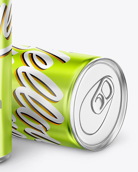 Glossy Metallic Drink Cans Mockup PSD #7