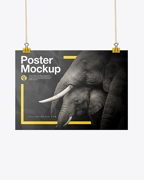 A3 Crampled Poster w  Pins Mockup PSD #2