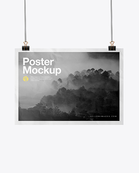 A3 Crampled Poster w  Pins Mockup PSD #3