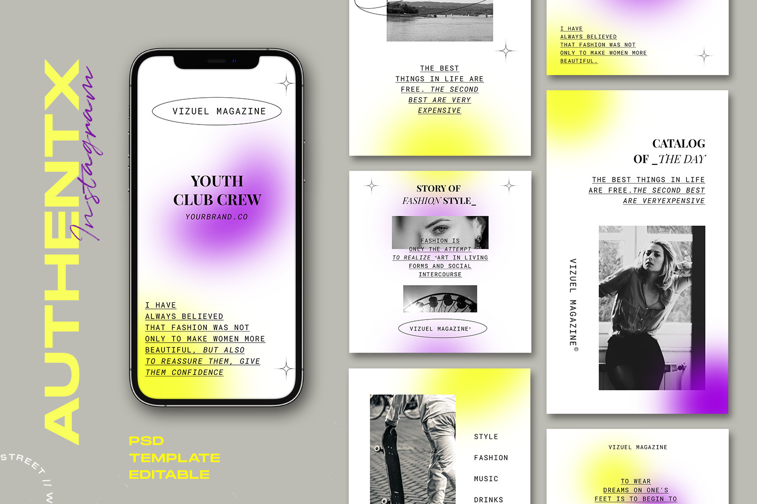 Download Authentx Instagram Stories Post Template In Social Media Templates On Yellow Images Creative Store