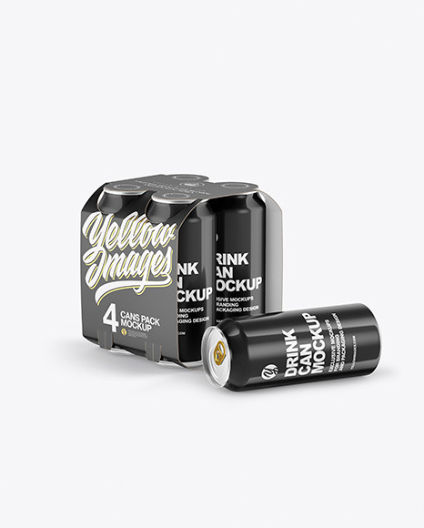 Download Carton Carrier W 4 Glossy Cans Mockup In Can Mockups On Yellow Images Object Mockups