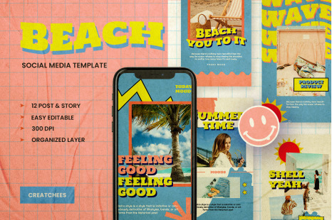 Beach - Retro Instagram Stories &amp; Post
