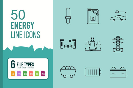 50 Energy Line Black Icons