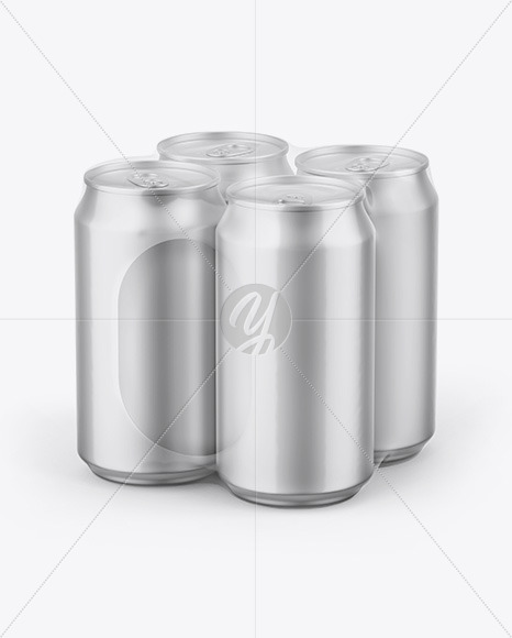 Download Matte Metallic Cans in Shrink Wrap Mockup Free Mockups