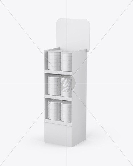 Display Stand W  Glossy Cans Mockup PSD #1