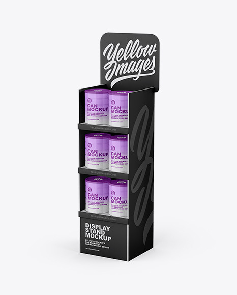 Display Stand W  Glossy Cans Mockup PSD #2