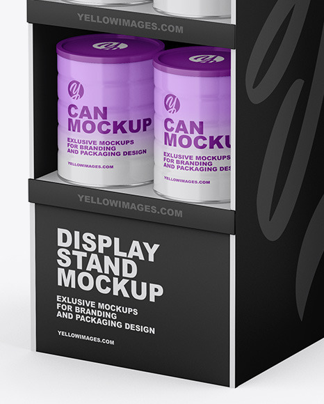 Display Stand W  Glossy Cans Mockup PSD #4