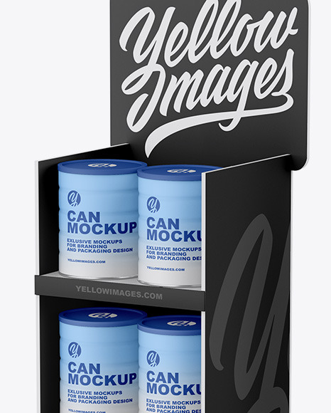 Display Stand W Matte Cans Mockup PSD #2