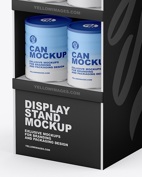 Display Stand W Matte Cans Mockup PSD #1