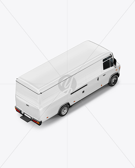 Download Panel Van Mockup - Back Half Side View (High-Angle Shot) Free Mockups