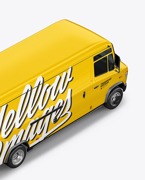 Panel Van Mockup - Back Half Side View (High-Angle Shot)