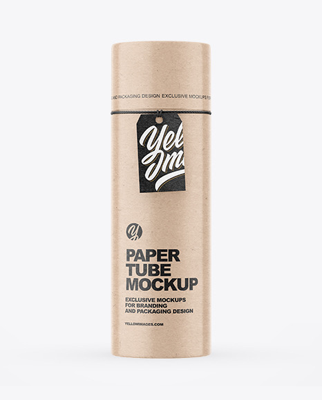 Kraft Paper Tube With Label Mockup PSD #2