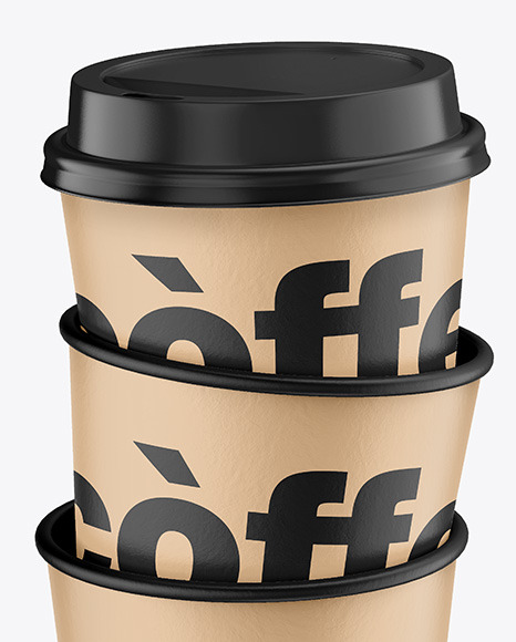 Kraft Coffee Cups Mockup PSD #6
