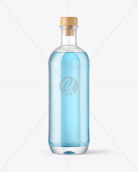 Download Clear Glass Gin Bottle With Wooden Cap Mockup In Bottle Mockups On Yellow Images Object Mockups