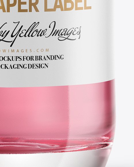 Clear Glass Gin Bottle with Wooden Cap Mockup PSD #1