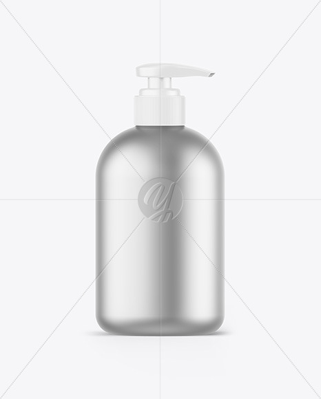 Download Glossy Metallic Soap Bottle W Pump Mockup In Bottle Mockups On Yellow Images Object Mockups