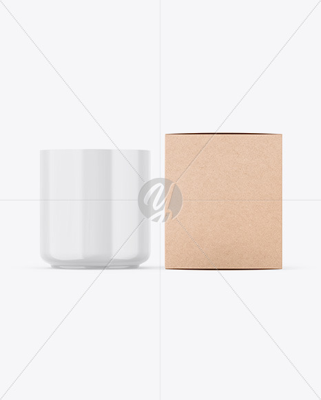 Download Glossy Candle W Kraft Box Mockup In Box Mockups On Yellow Images Object Mockups