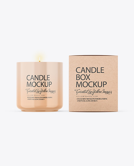 Glossy Candle W/ Kraft Box Mockup