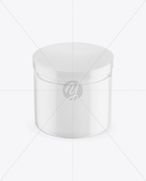 Download Glossy Protein Jar Mockup Front View High Angle Shot In Jar Mockups On Yellow Images Object Mockups