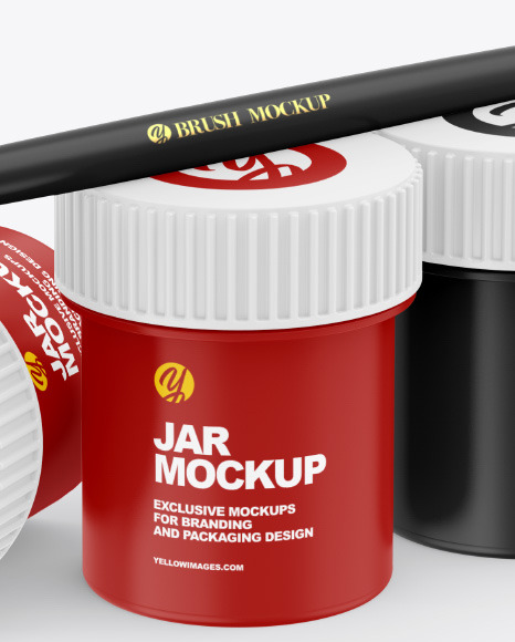 Matte Paint Jars w  Brush Mockup PSD #4