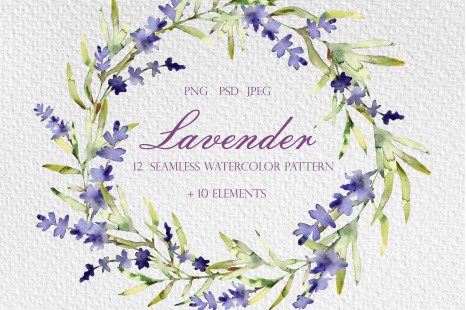 Seamless watercolor pattern «Lavender»