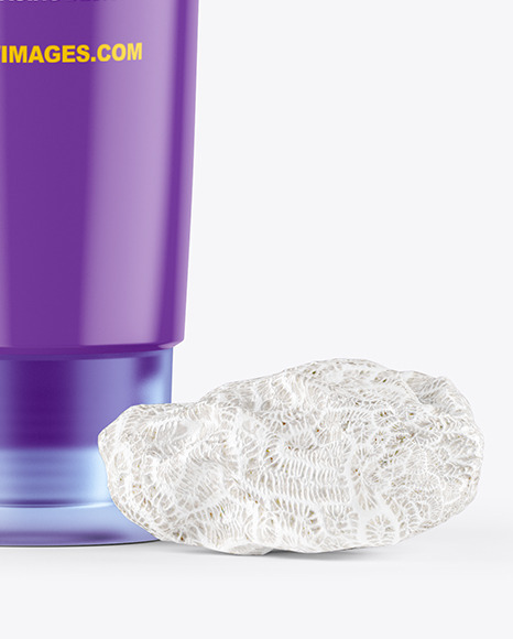 Matte Cosmetic Tube with Corall Sponges Mockup PSD #6